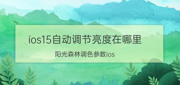 ios15自动调节亮度在哪里 阳光森林调色参数ios？